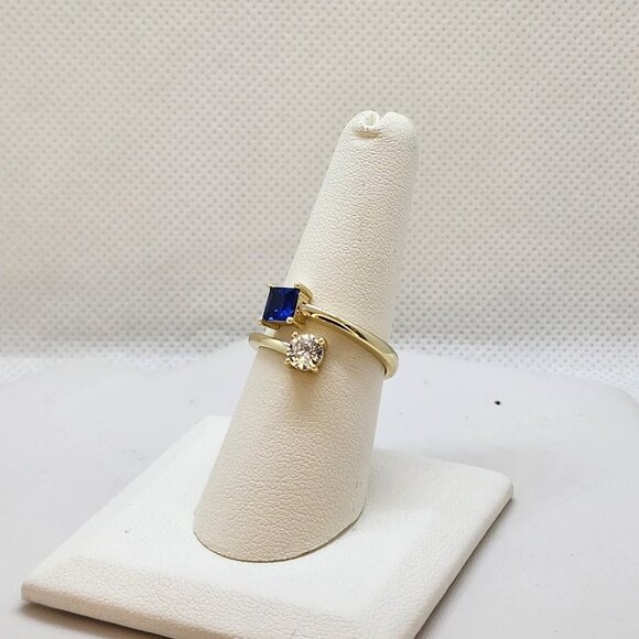 Brand New Sterling Silver 925 Blue/White Gemstones Ring - Picture 1 of 5